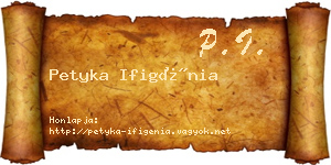 Petyka Ifigénia névjegykártya